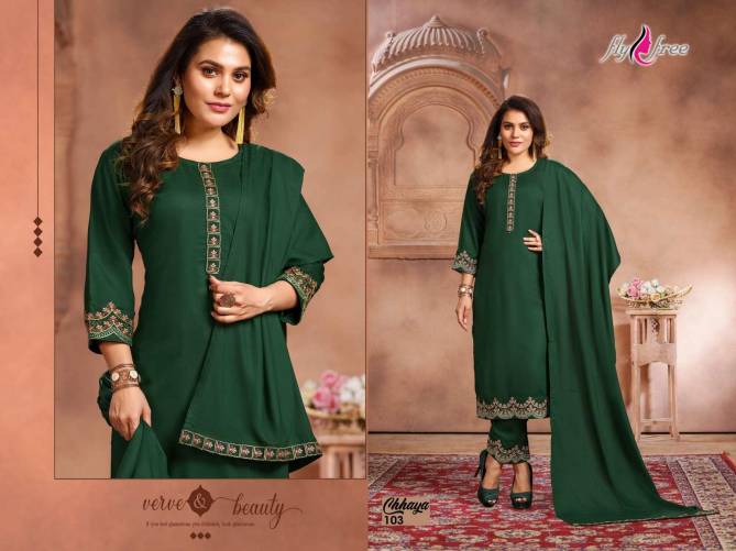 Fly Free Chhaya New Exclusive Wear Heavy Rayon Ready Made Salwar Suit Collection